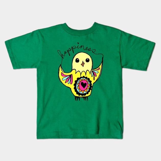 The Happiness Bird Kids T-Shirt by Tessa McSorley